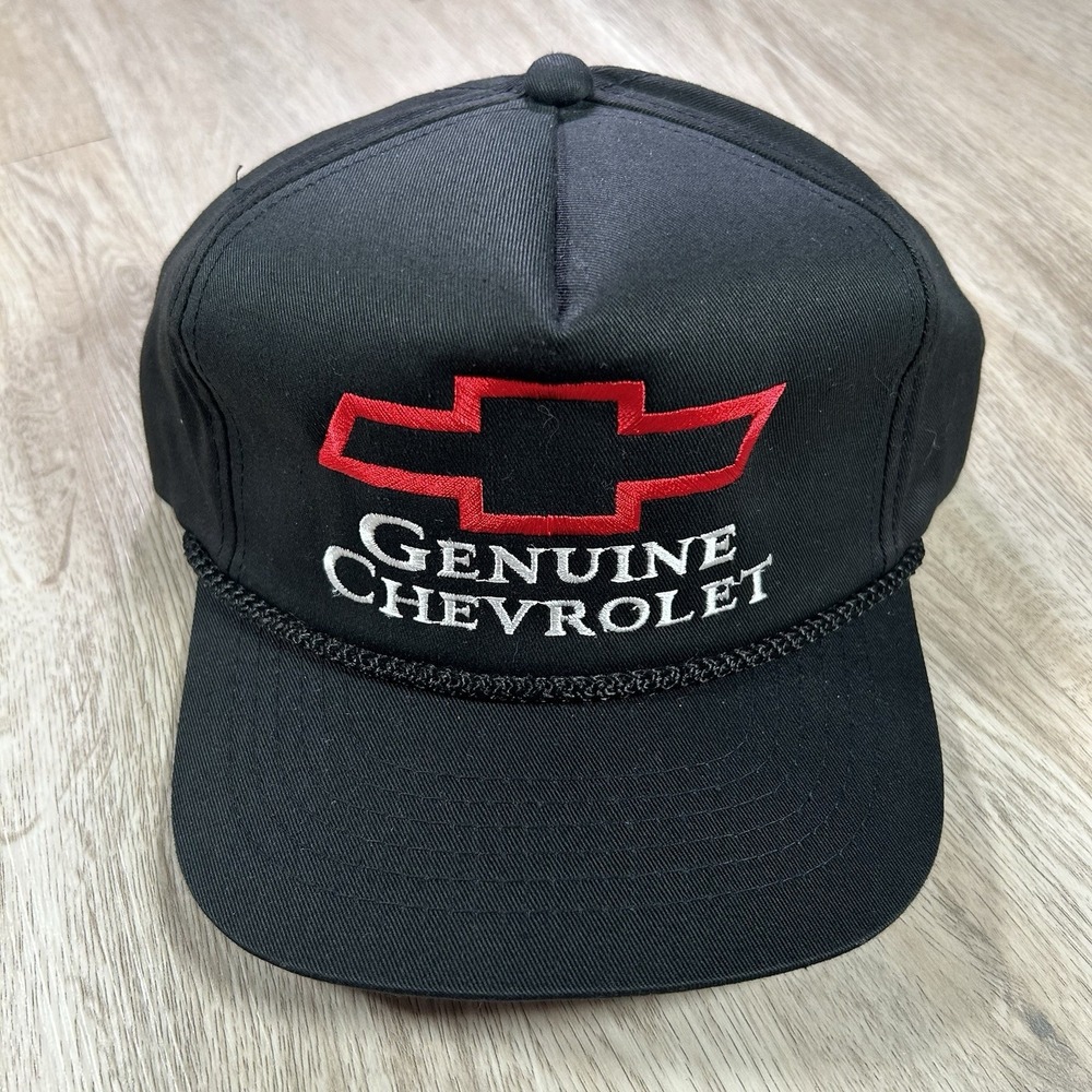 VTG Genuine Chevy Snapback Hat Car Youngan Black Red Rope Cap